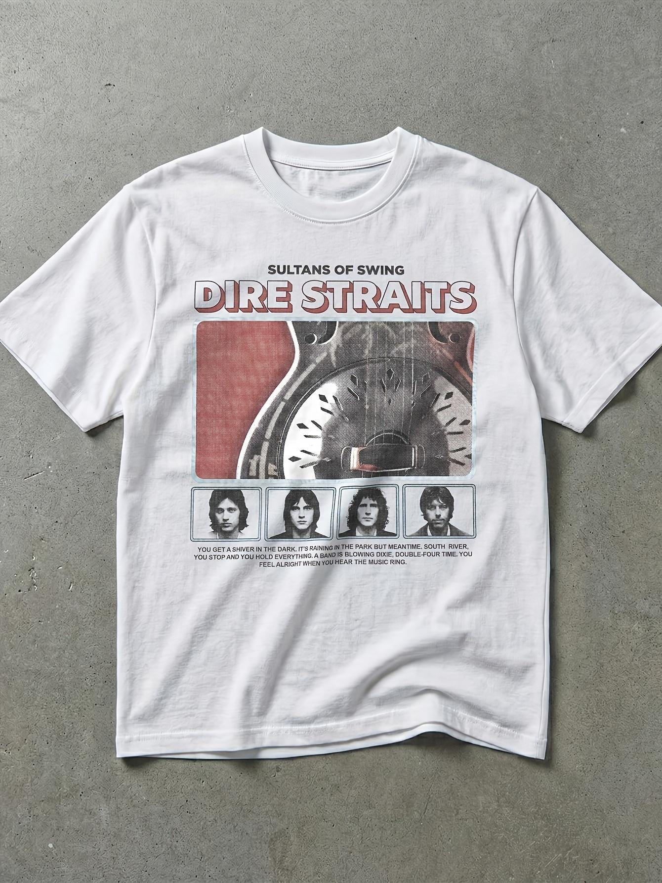Dire Straits T-Shirt- Featuring The Sultans of Swing Logo And Album Cover Artwork This Vintage-Style Top Is Perfect for Concerts And Casual Attire, wi 2XL