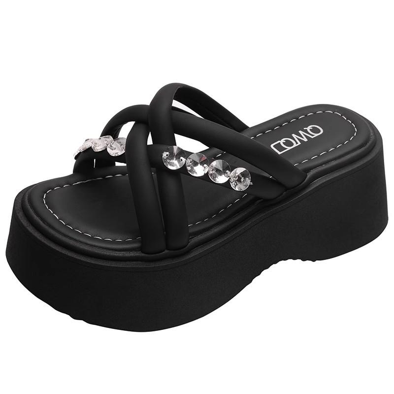 Slippers Women's New Summer Sandals Fashion Rhinestone Thick-soled Beach Cool Slippers