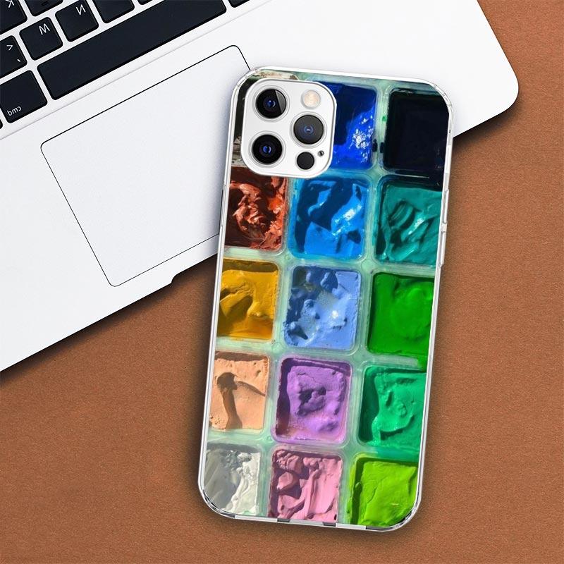

Набор Акварели Палитра Красок Ящик для Рисования Чехол для Телефона Для iPhone 11 12 13 Mini 14 15 Plus 17 Air 16 Pro Max 16E 7 8 SE 2020 Cust iPhone 7(8)SE