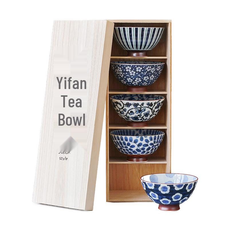 Ru Han Mino Ware Japanese Ceramic Rice Bowl Set (5-Piece)