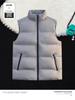 Men's Winter Stand Collar Thick Cotton Vest: Trendy, Windproof, Pure Color, Warm Shawl Jacket