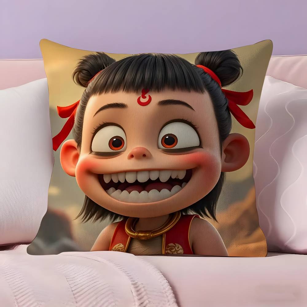 Chinese Anim Nezha Pillow Case Pillowcase Ultra Soft Skin Friendly Fabric Cloud Like Comfort & Concealed Zipper