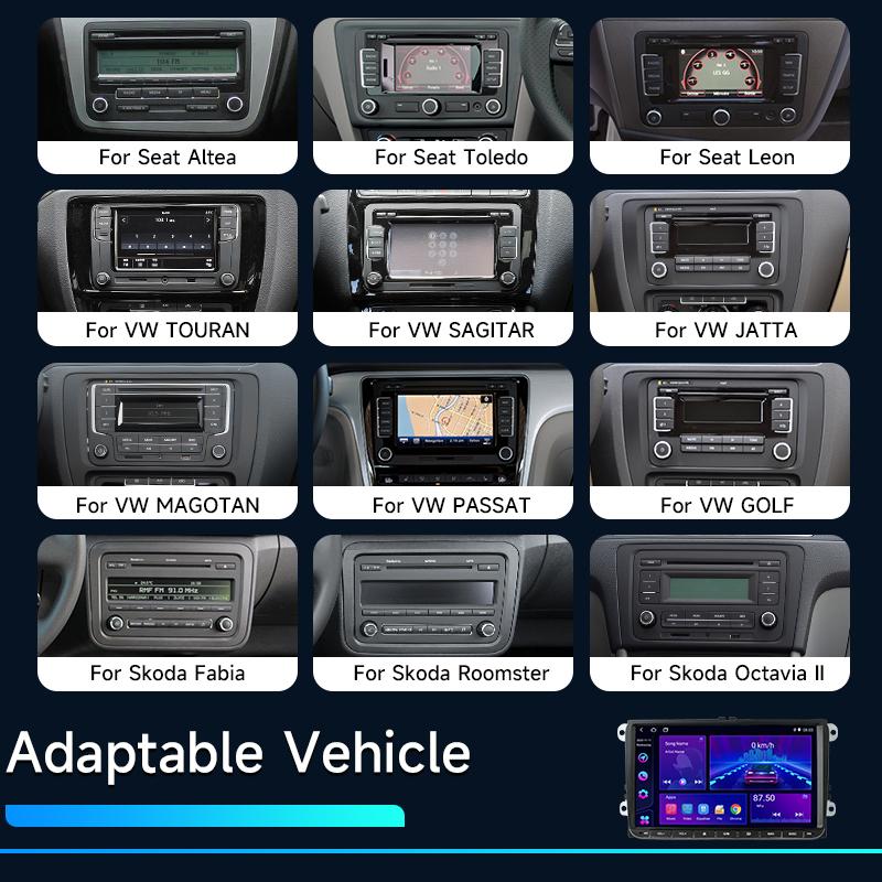 9 Inch Car Radio Android 12 For VW Volkswagen Skoda Octavia Golf Passat B6 B7 Polo Jetta Tiguan Touran 2 Din Autoradio Carplay