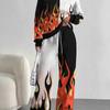 Flame splicing European and American autumn and winter casual long-sleeved suit women's hooded sweater trousers two-piece set