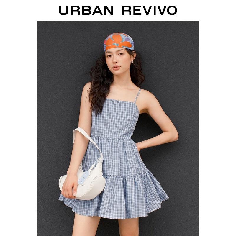 UR Women's Plaid A-Line Layered Sling Dress