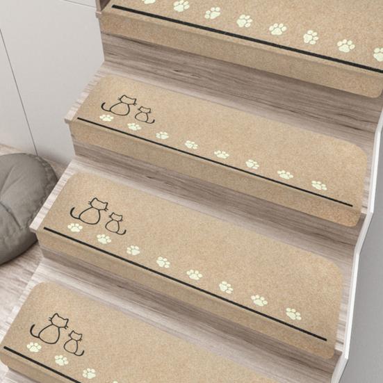 Step Mat Cartoon Pattern No Residue Easy Installation Anti-Slip Surfaces Floor Mat Wooden