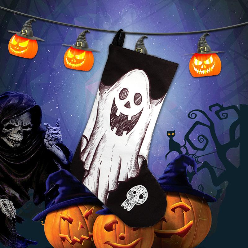 

Halloween Themed Stocking Gift Bag Unique Sock Pendant Decoration for Candy Treats Perfect Scene Ornament Festive Cloth Bag