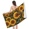 Sunflower Bees Print Beach Towel Quick Dry Absorbent Bath Towel Super Soft for Pool,Beach,Bath,Gym,Travel,Spa,Sport, Yoga Mat