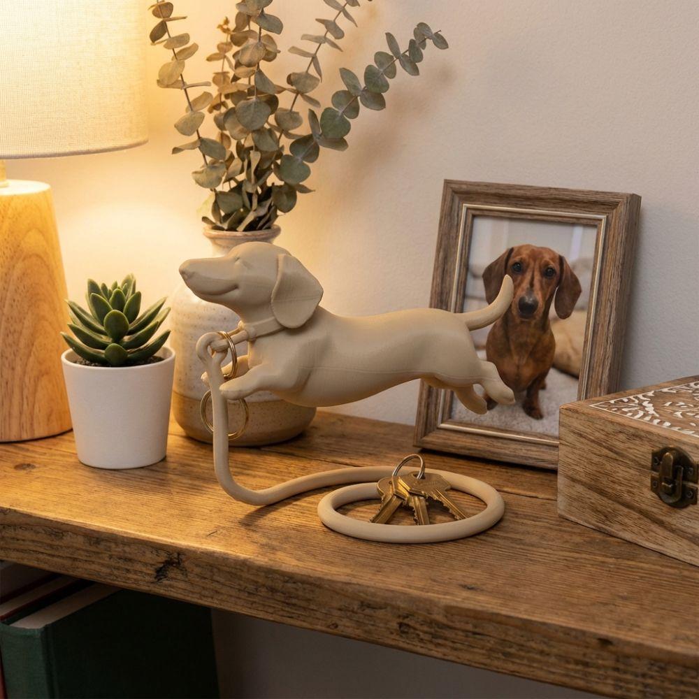 Plastic Floating Dachshund Figurine 3D Printed Dachshund Statue Sausage Dog Ornament  Study Decor