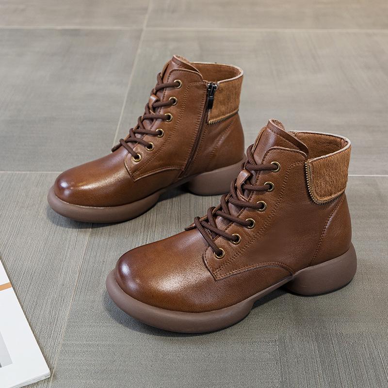 [Horse Hair] First-layer Cowhide Martin Boots Women's 2025 Autumn and Winter New Leather Retro Short Women's Leather Boots