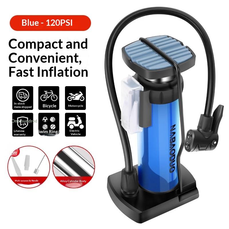Nabaoduo 120Psi Foot Operated Air Pump Portable Mini Tire Inflator Alloy Body For Bike Scooter Motorcycle Balls Inflatable Toys