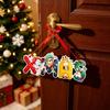 6 Set of Assorted Paper Christmas Door Hanging Decorations with Hanging Ribbons and Santa, Truck, Holiday Characters, and Sign Motifs