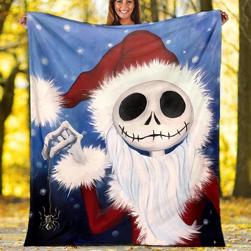 The Nightmare Before Christmas Theme Printed Blanket - Perfect for Couch, Bed, Travel & Outdoor Use | Machine Washable, Cozy & Durable.