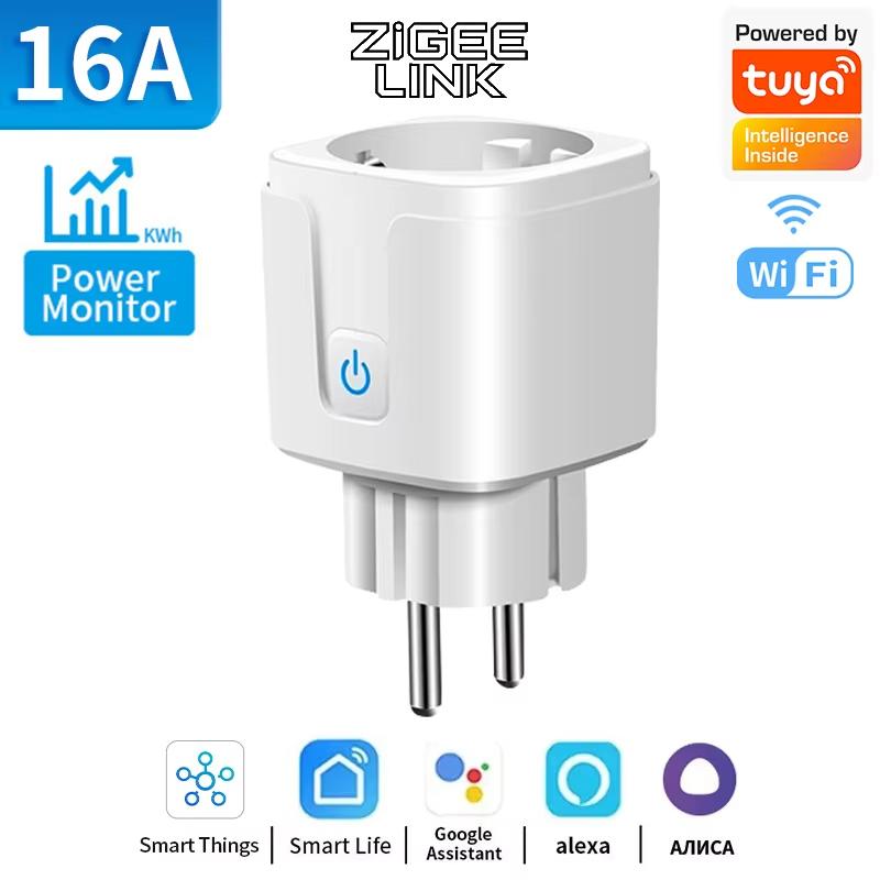 Tuya WiFi/ZigBee Smart Plug EU 16A/20A Hochlast-Steckdose mit Stromüberwachung, Timer, Fernbedienung, Sprachsteuerung für Wasserkocher, Klimaanlage, Haushaltsgeräte