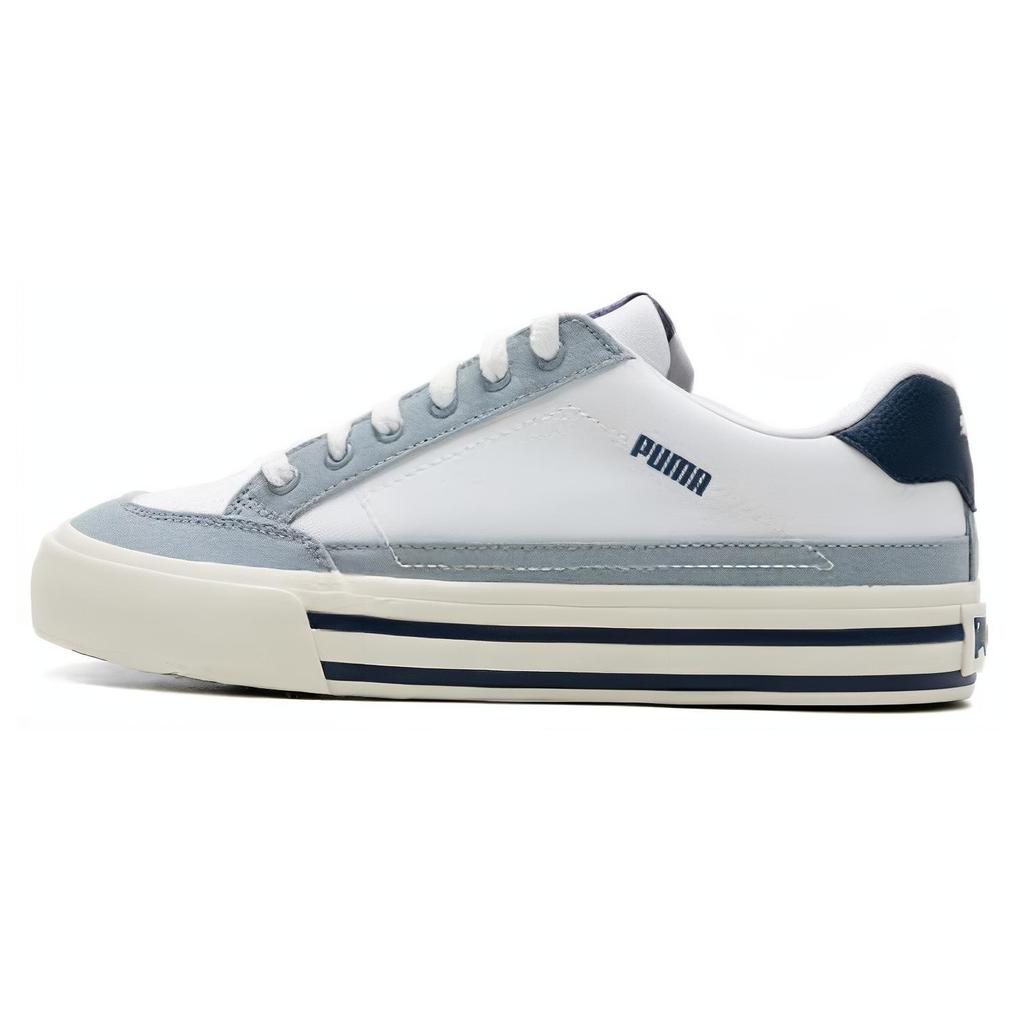 New PUMA Court Classic Wear Resistant Breathable Cushioning Lightweight Low Top Skateboard Shoes Unisex White Blue 395020-05