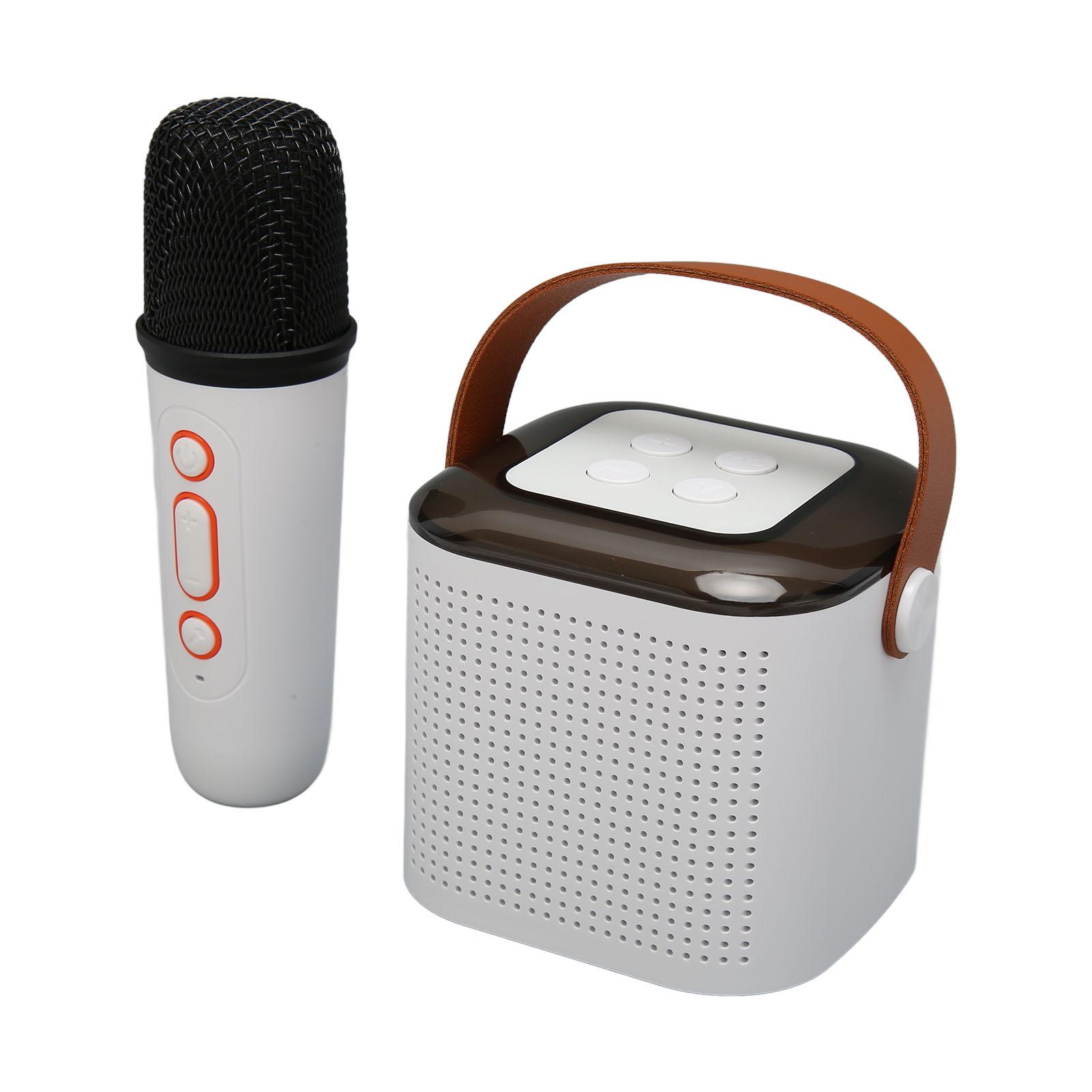 

Караоке-машина стерео RGB свет портативный Bluetooth динамик с 1 микрофоном для домашней вечеринки розовый белый