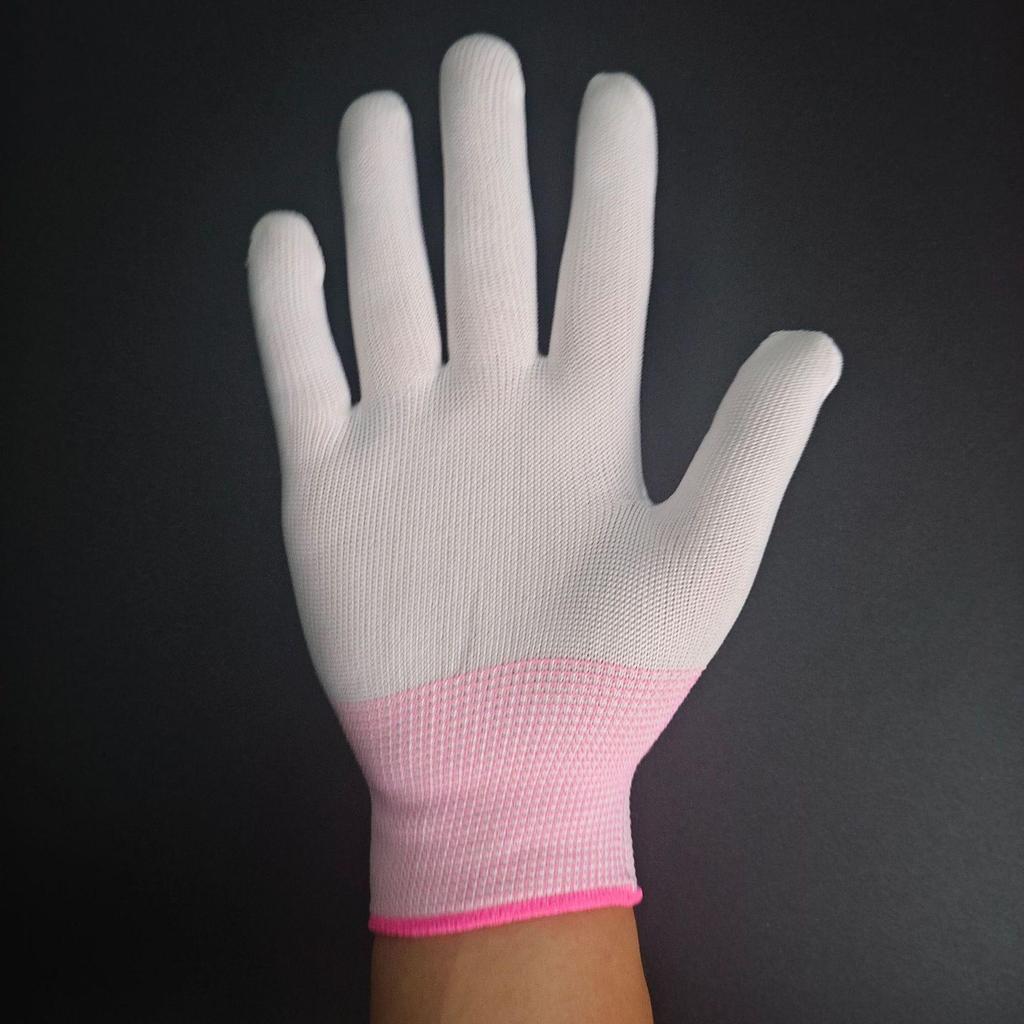 Thirteen-Needle White Nylon Work Gloves - Wear-Resistant, Non-Slip, High-Elastic