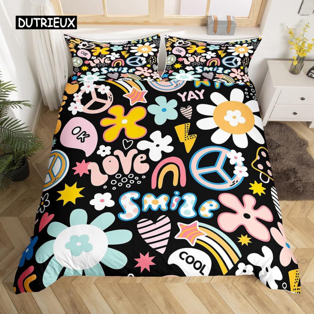 Tęczowa poszwa na kołdrę Kawaii Tropikalne owoce Zestaw pościeli Ananas Kiwi Cytryna Pączek Pomarańcza Wiśnia Truskawka Poszwa na kołdrę