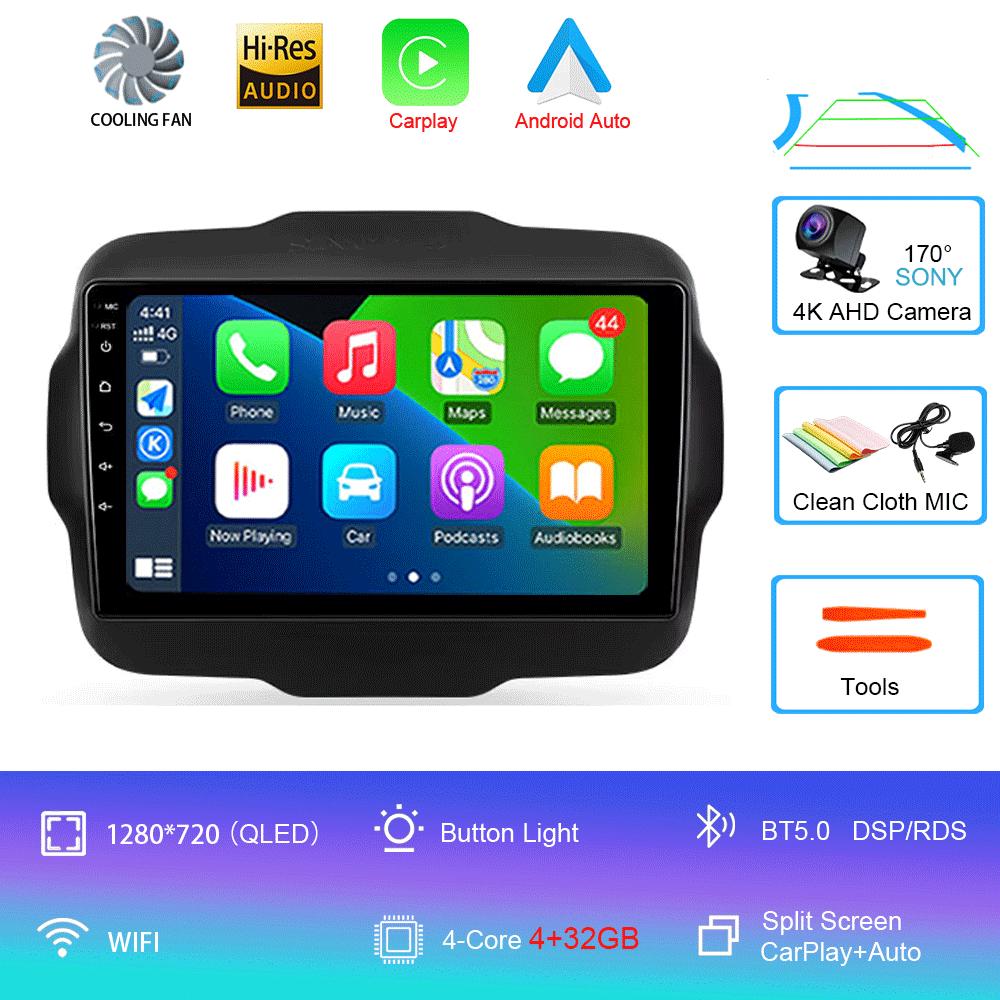 

Автомобильное радио Android 14 Carplay для Jeep Renegade 2016 2017 2018 2019 2020 Навигация GPS Мультимедийный проигрыватель стерео WiF+4G 360 Камера