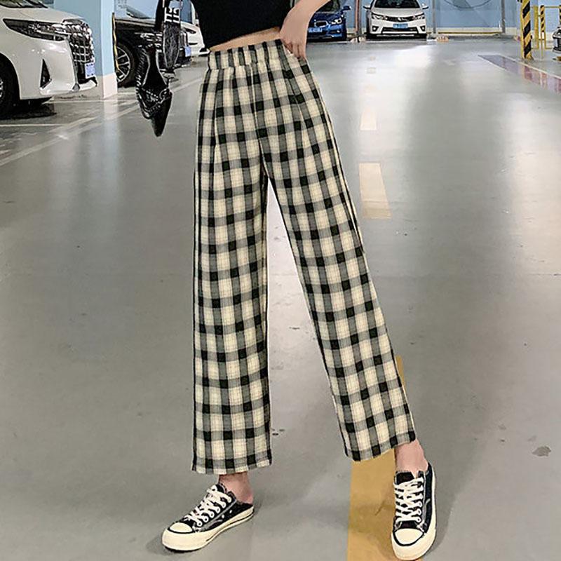 Buy Plaid Pants Women Loose Straight 