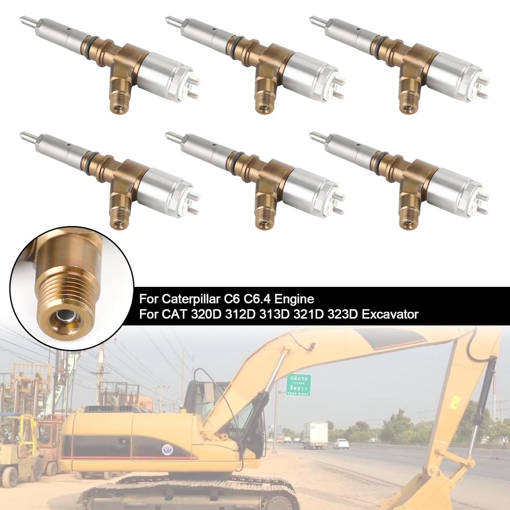 6PCS Fuel Injectors 3264700 Fit for Caterpillar C6 C6.4 Fit for CAT 320D Excavator