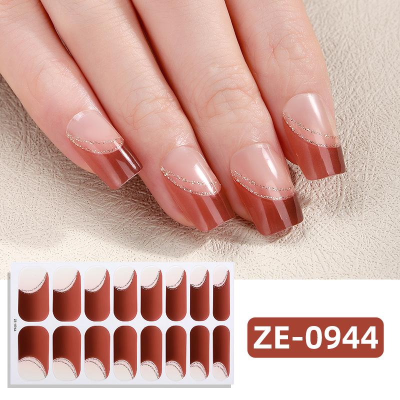 New Maple Leaf Pink Hot Stamped Gold Nail Stickers 3D Ombre Grass Fresh Style Nail Stickers