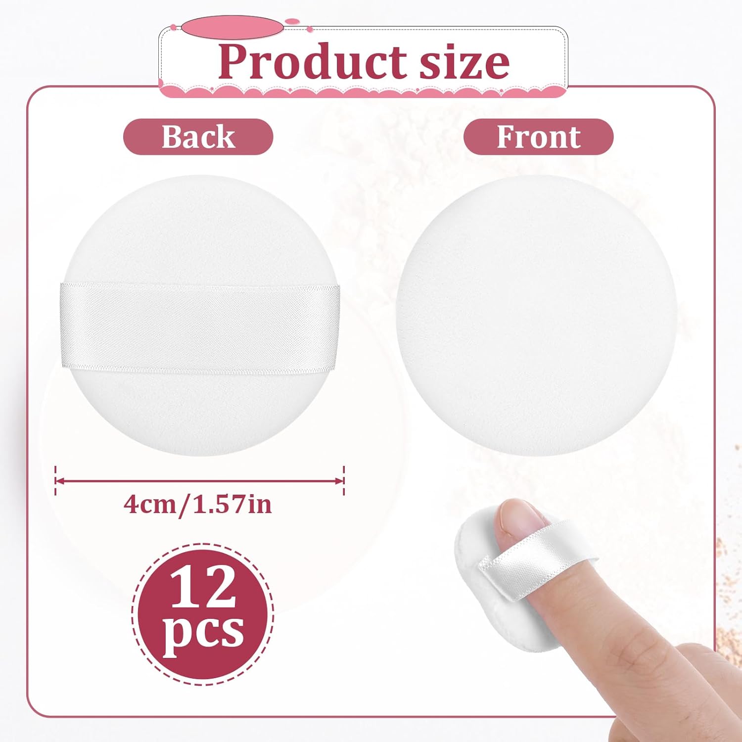 12 PACK Mini Powder Puff, Microfiber Powder Puff Small Powders Pact Makeup Sponges 1.5 Inches Powders Puffs Makeup Sponges Finger-Sized Make up Puffs