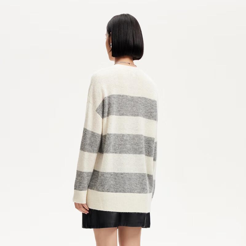 VEROMODA 2025 Spring Round Neck Color Block Stripe Knitted Sweater