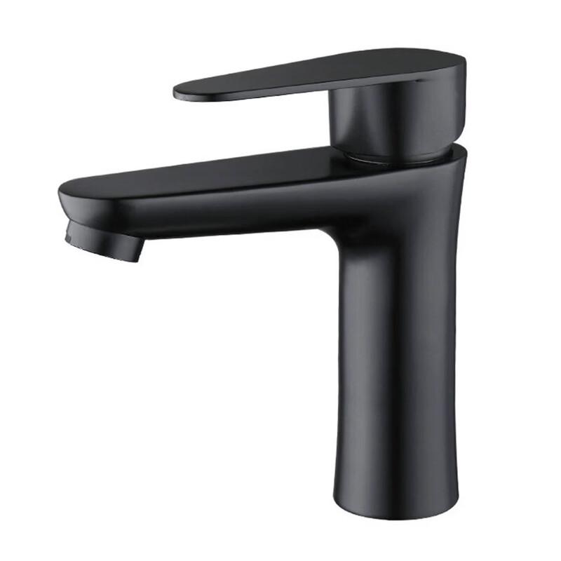 TLXT Black Stainless Steel Single-Hole Bathroom Faucet