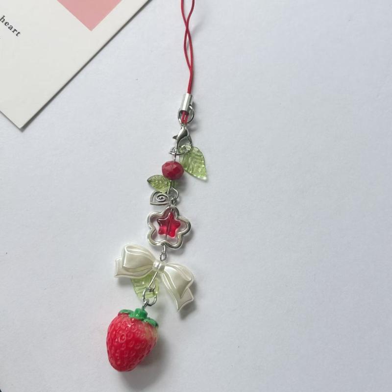

1 шт. Шармы Клубника Бант Любовь Звезда Цепочка для телефона Брелок Аниме Вдохновленный Y2K Брелок Аксессуар Подарок для девушки