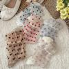 1pair Transparent Heart Print Socks Ultra-thin Mesh Medium Tube Socks Crystal Silk Socks  Women