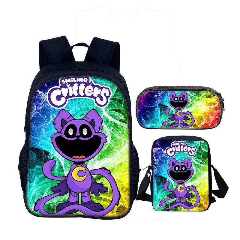 Set 3pz Borsa Scuola Critters Sorridenti 40cm/15.7inch Zaino Borsa a Spalla Astuccio Borse per Computer per Ragazzi Ragazze Miglior Regalo