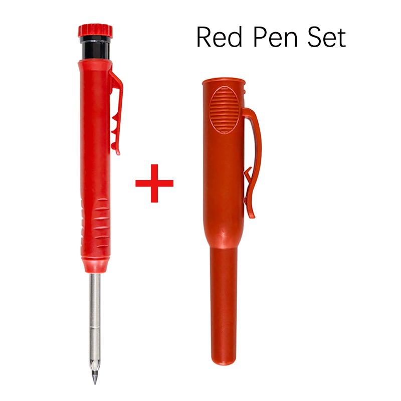 Mechanical Solid Carpenter Pencil Set with Cap Carpenter Scribing Deep Mouth Marking Tool with Built-In Sharpener Marking Pencil