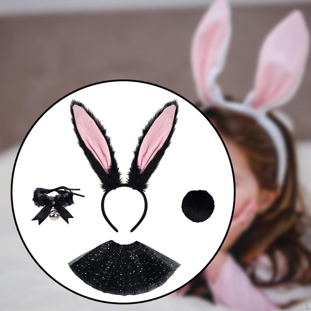 Bunny Ears Headband Tail Set Costume Accessories for Animal Themed Parties