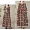 Printed Loose Thin Long Dress Large Size Long-sleeved Middle-aged and Elderly Dresses