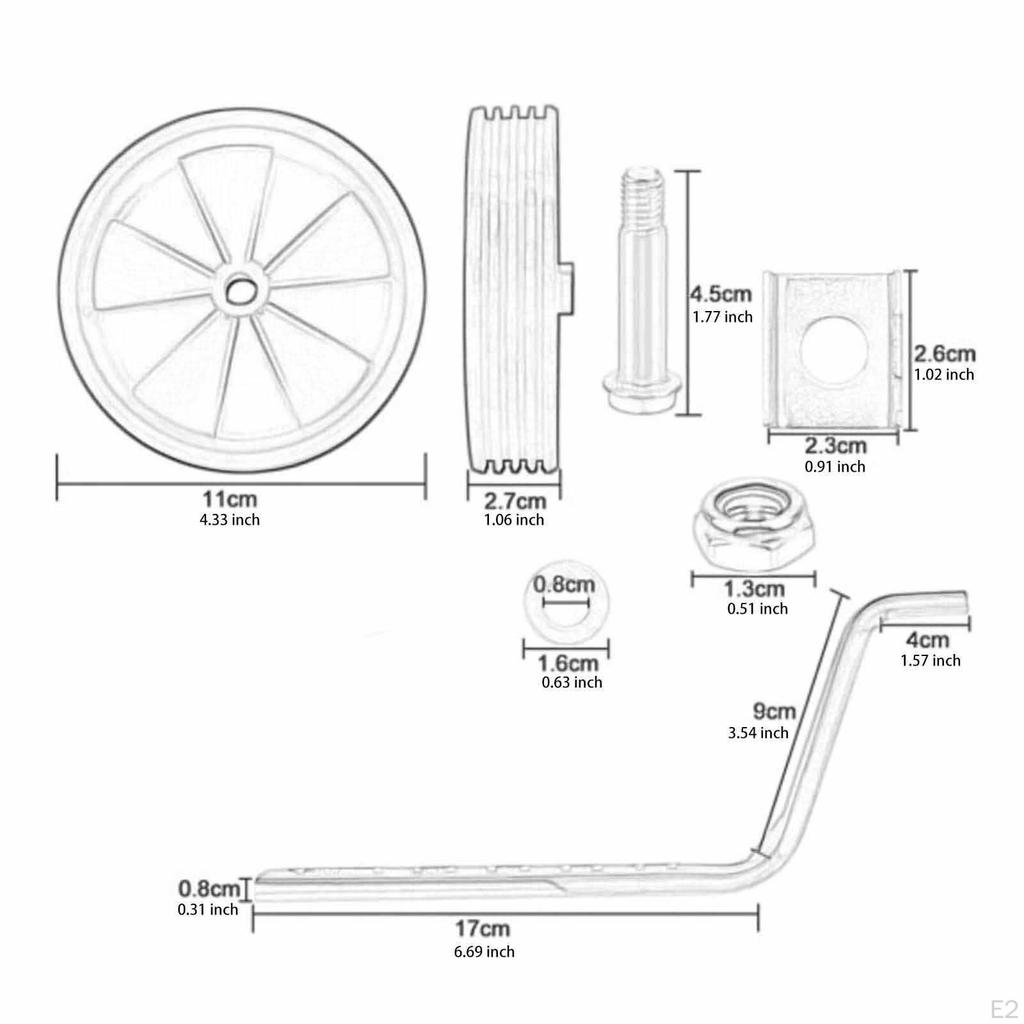 Auxiliary Wheels for Children Bicycles, Compatible with 12-20 Inch Models