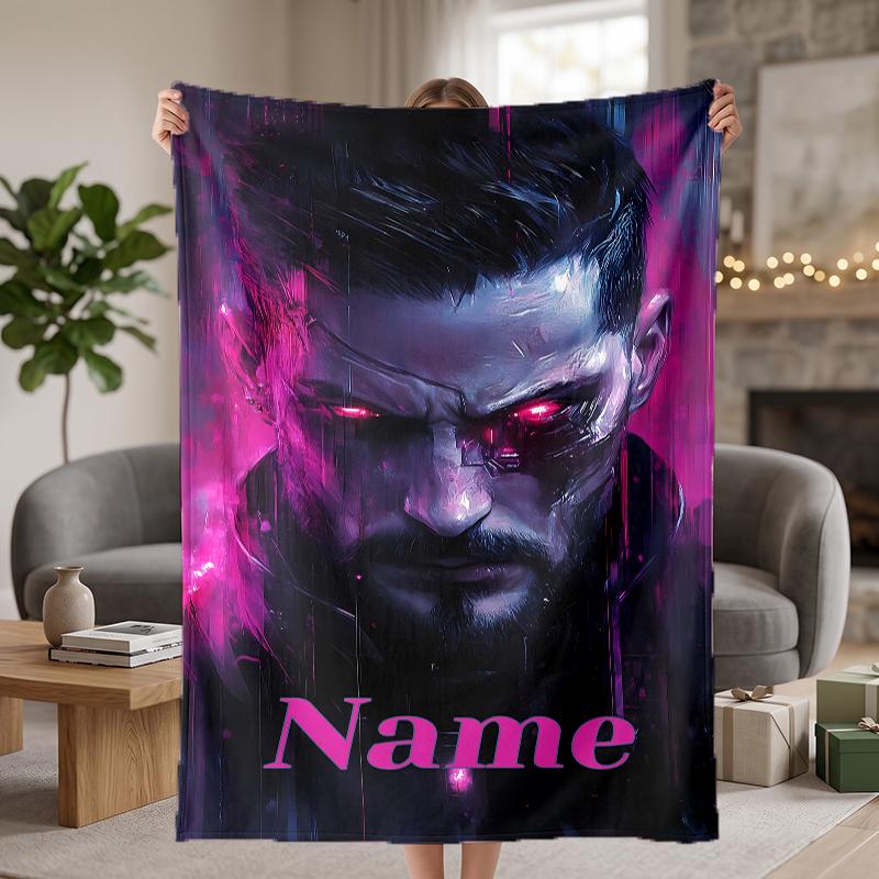 Cyberpunk Custom Flannel Blankets Soft Warm Cozy Throws for Home Decor Holiday Gifts