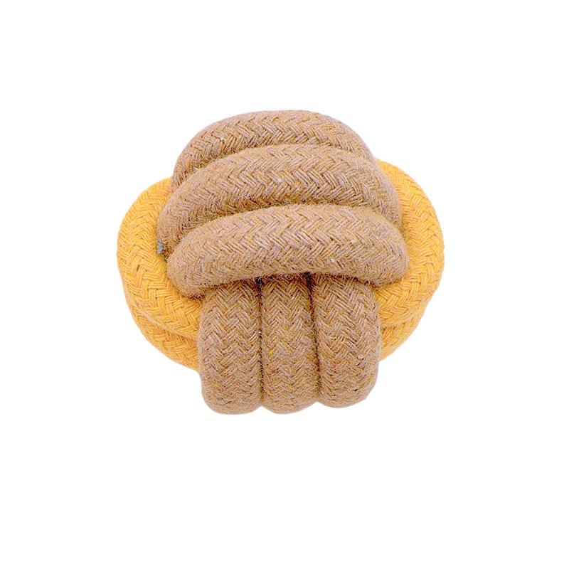 Bite-Resistant Dog Toy Ball with Cotton Rope for Teething and Tug-of-War