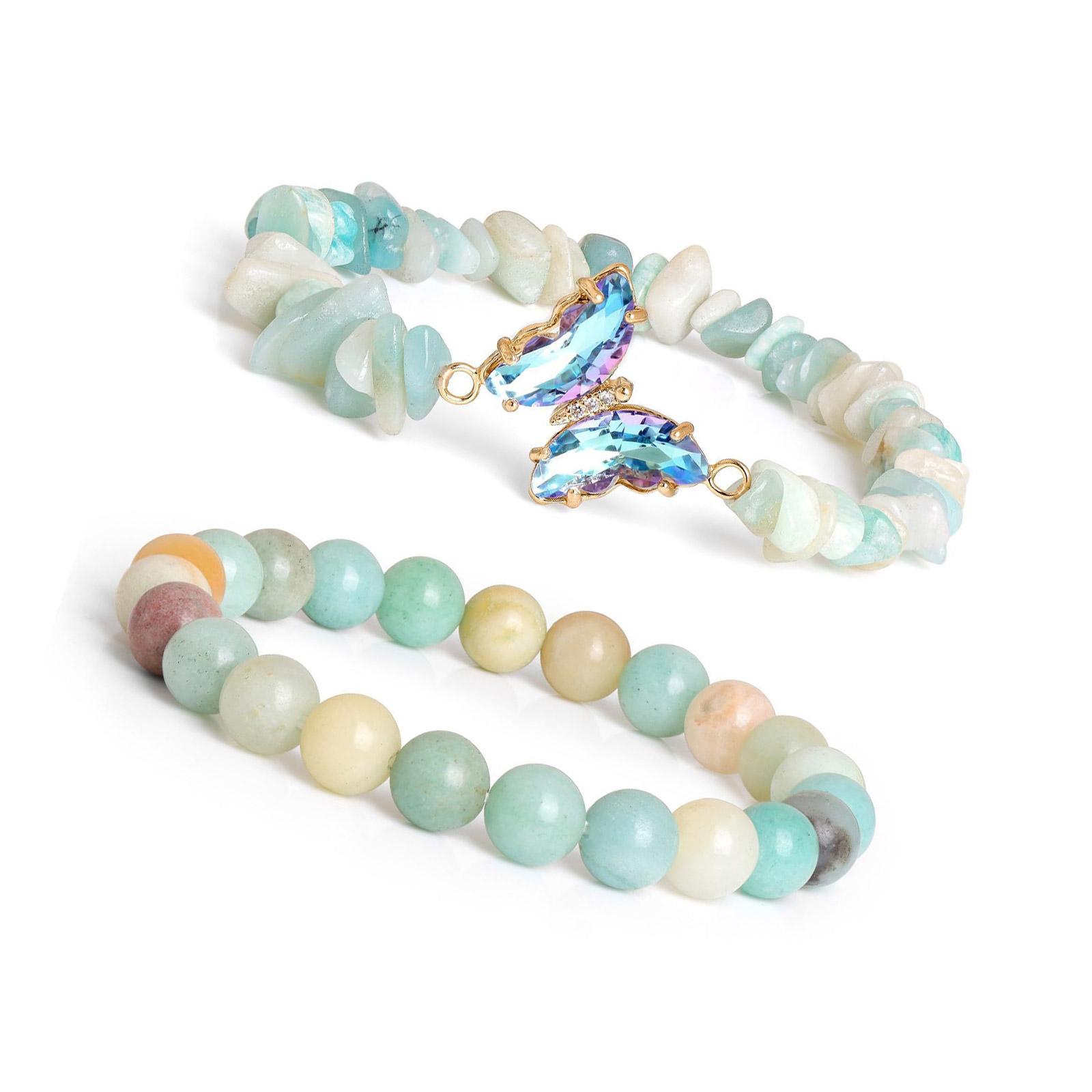 

Модный браслет с хрустальной бабочкой Уникальный браслет с хрустальной бабочкой с натуральными каменными бусинами для любителей моды разноцветный