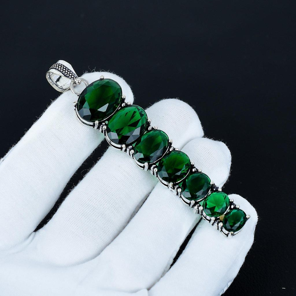 Green Tourmaline Pendant, 925 Sterling Silver Pendant, Handmade Pendant, Antique Pendant, Green Tourmaline Gemstone Pendant, Anniversary Gift