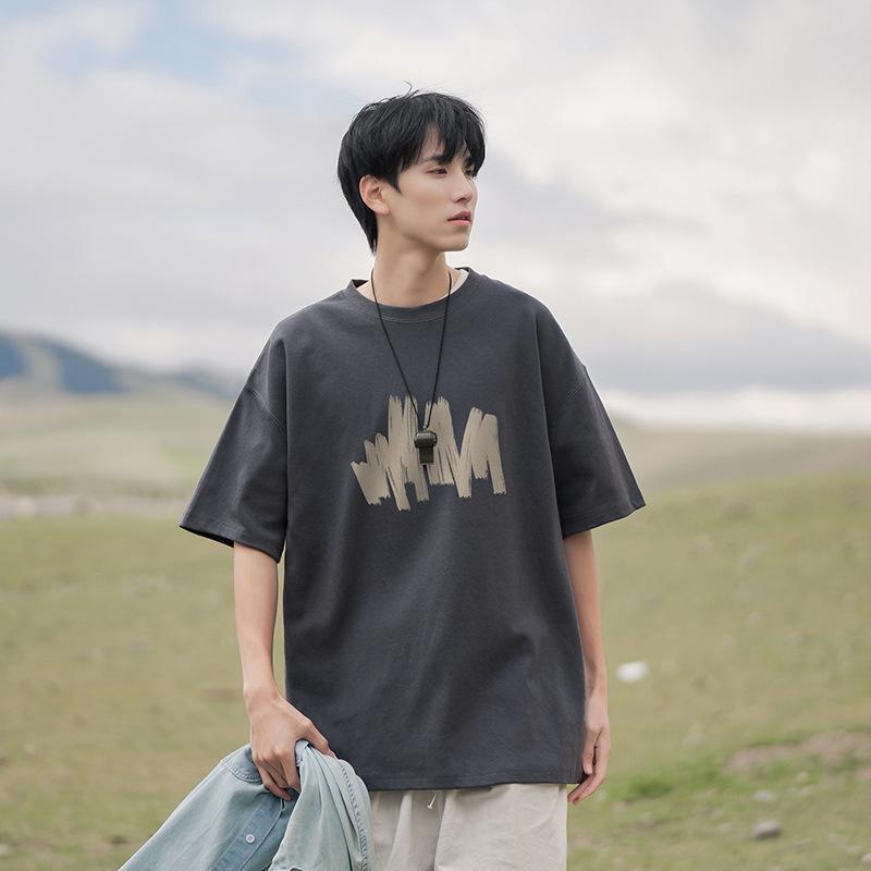 Men Crew Neck Short Sleeve T Shirt Oversized Abstract Graphic Casual Loose Daily Streetwear Tops