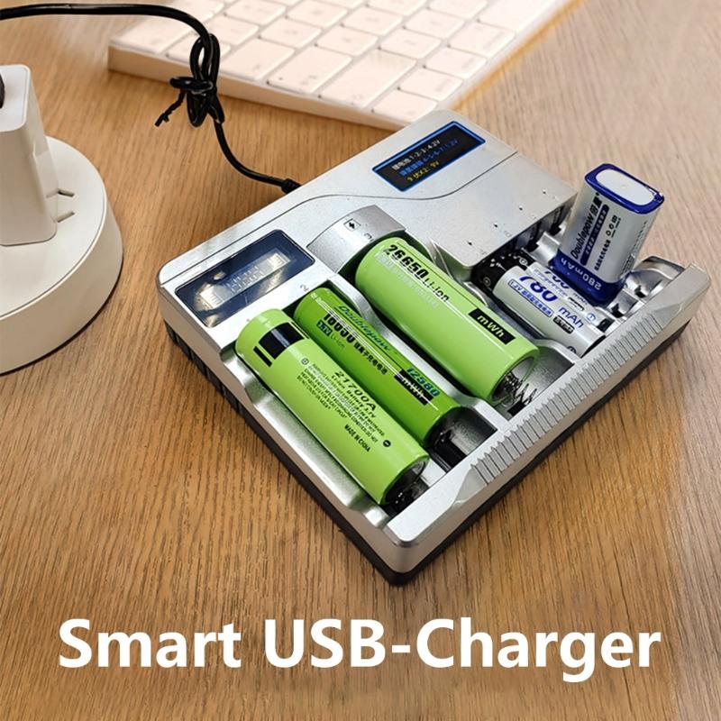 Multifunktions 3,7V Lithium-Batterieladegerät für 18650, 26650, 16340, 14500, Unabhängige Schachtsteuerung Überladeschutz