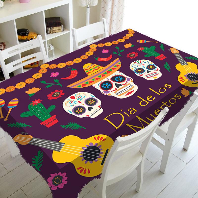Mexico Sugar Skull Rectangle Table Cloth for Table Decor Holiday Party Waterproof Reusable Tablecloth for Tables Kitchen Dining
