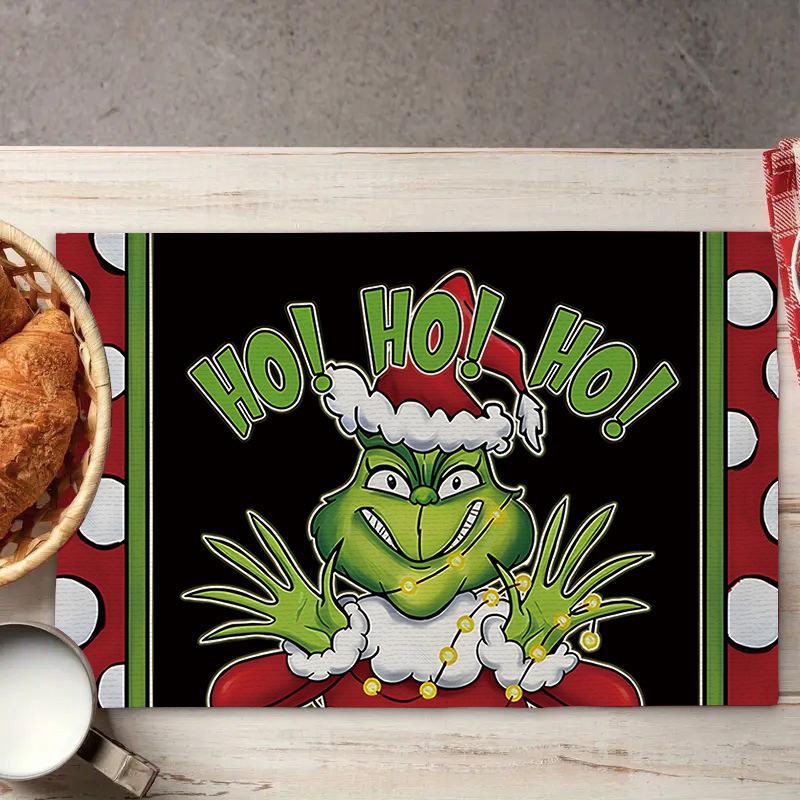 Weihnachts-Platzsets Baum-Muster Tischsets Hitzebeständige Leinen-Platzsets für Esszimmer- und Küchendekor für Festtagsmahlzeiten, Zusammenkünfte, Partytisch