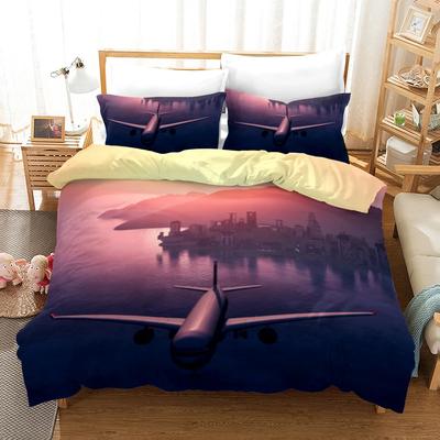 Aircraft Duvet Cover Flying Plane Bedding Set For Boys Girl Polyester Airplane Print Comforter Cover Double Queen King Size