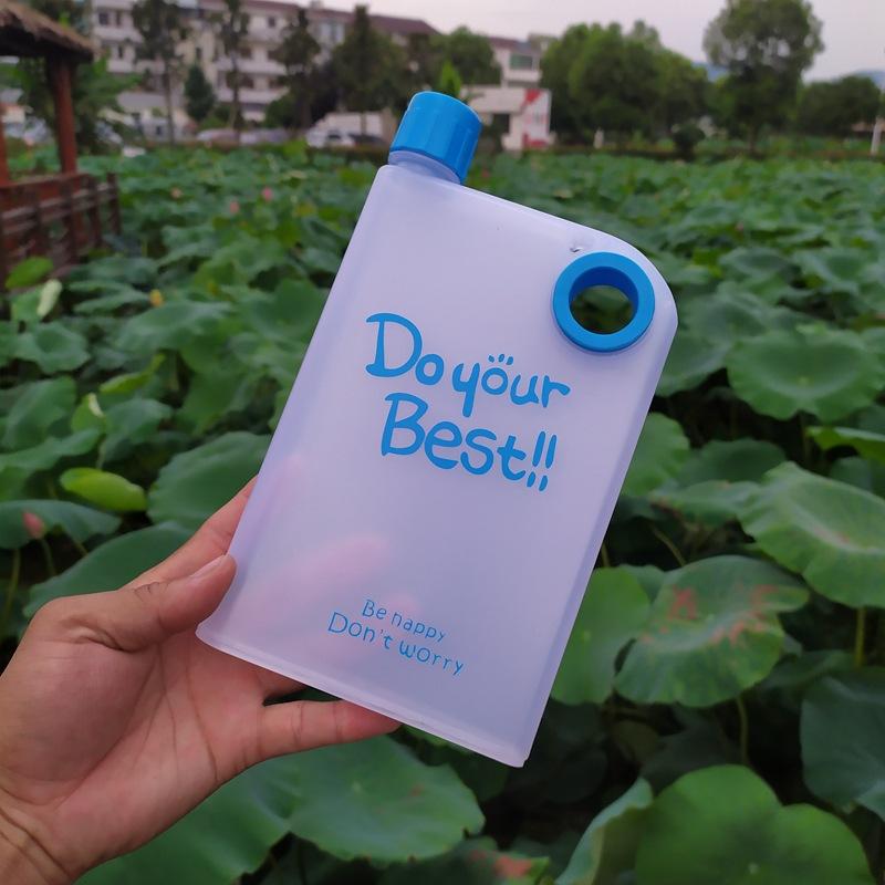 

380ML Transparent Flat Water Bottle Plastic Travel Bicycle Drinking Cup Reusable Portable Water Bottle 380ML