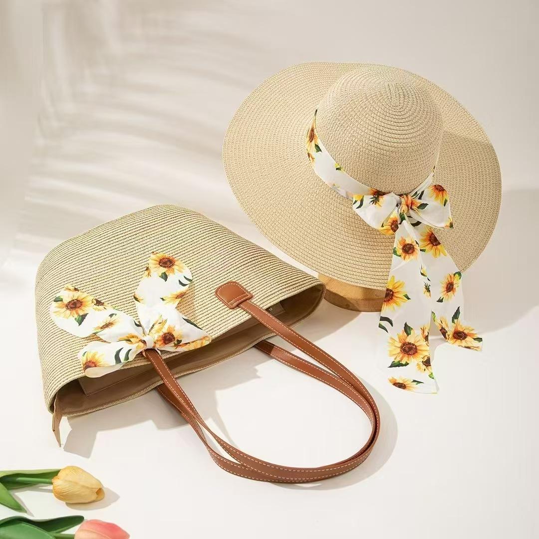 Cross-border women s summer vacation seaside beach hat sun protection French fashion cool hat sun hat women s shoulder bag
