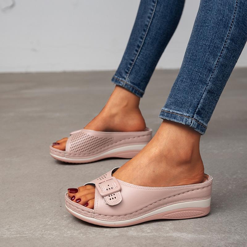 Fashion Women's slope heel outdoor casual closed flat shoes summer new style thick soled women's casual shoes for outdoor wear