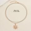 Minimalist Gold Color Sun-Moon Pendant Choker Rhinestones Inlay Delicate Chain Jewelry For Women Office & Casual Wear All Season