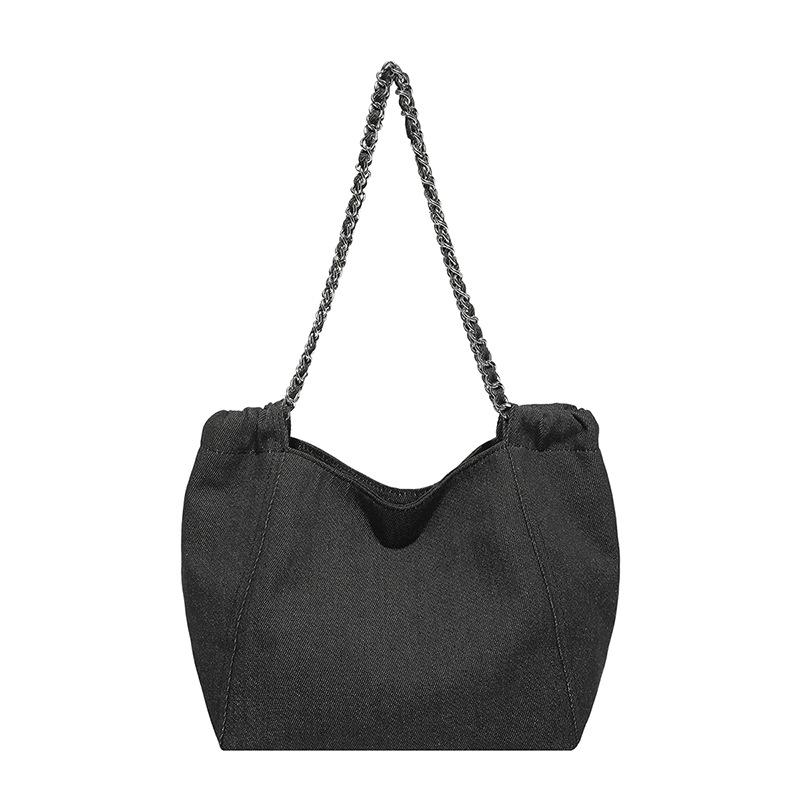 

Джинсовая сумка женская большой вместимости новая осенняя модная сумка на плечо с цепочкой тканевая сумка текстурная сумка-тоут